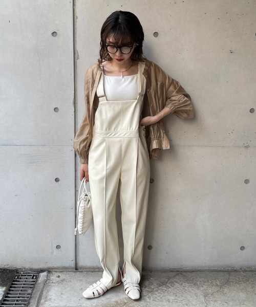 CAPRICIEUX LE'MAGE（カプリシューレマージュ）の「エコレザーサロペット（サロペット/オーバーオール・レディース・オフホワイト/ブラック・FREE）」の19枚目の写真