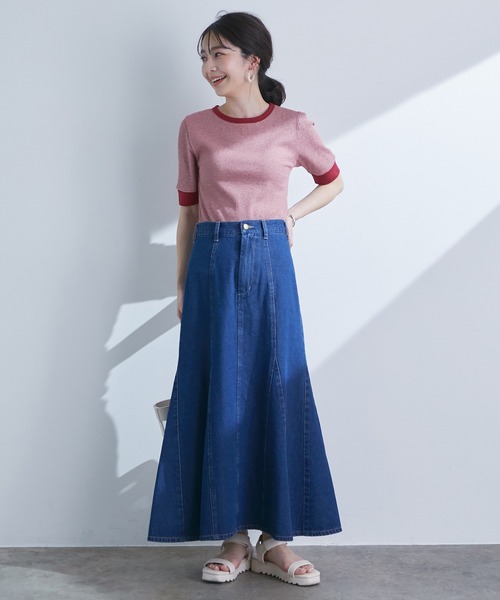 VIS（ビス）の「細リブリンガーボーダーTシャツ（Tシャツ/カットソー・レディース・オレンジ系その他/レッド系その他/ブルー系その他4・FREE）」の5枚目の写真