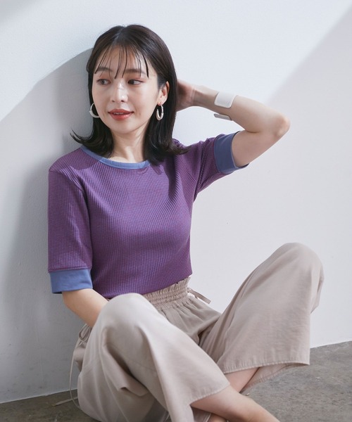 VIS（ビス）の「細リブリンガーボーダーTシャツ（Tシャツ/カットソー・レディース・オレンジ系その他/レッド系その他/ブルー系その他4・FREE）」の8枚目の写真