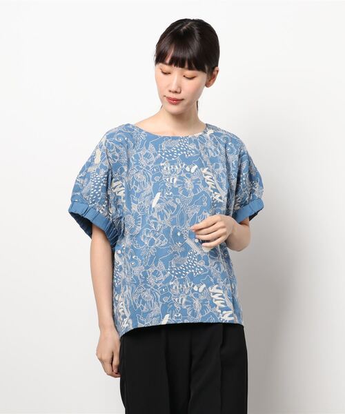 marble sud（マーブルシュッド）の「【 marble sud / マーブルシュッド 】 EMB Members　05BM065027（Tシャツ/カットソー・レディース・ブルー/ブラック/ホワイト/ベージュ・FREE）」の4枚目の写真