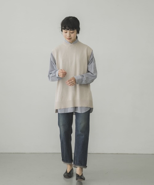 かぐれ(カグレ)の「コットンシルクニットベスト(ニット/セーター・レディース・ブラック/アイボリー/グレー系その他・FREE)」の10枚目の写真