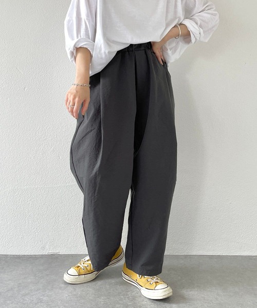 natto（ナット）の「【ユニセックスアイテム】tuck wide pants / ウエストゴムポケット付きタックワイドパンツ（その他パンツ・メンズ・ブラック/ベージュ/オリーブ/チャコール・FREE）」の9枚目の写真