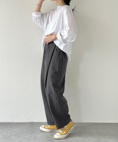 natto（ナット）の「【ユニセックスアイテム】tuck wide pants / ウエストゴムポケット付きタックワイドパンツ（その他パンツ・メンズ・ブラック/ベージュ/オリーブ/チャコール・FREE）」の12枚目の写真