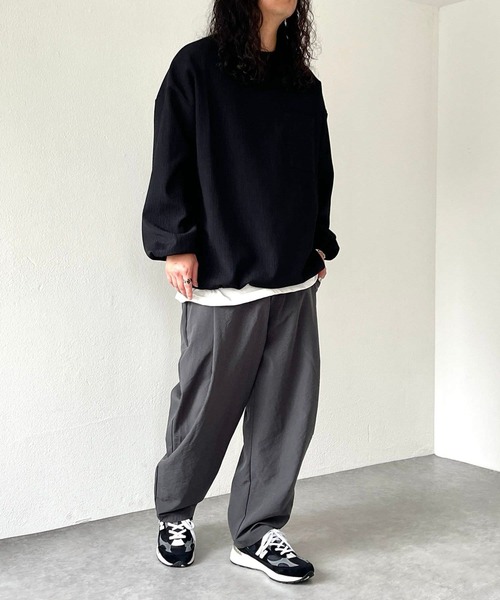 natto（ナット）の「【ユニセックスアイテム】tuck wide pants / ウエストゴムポケット付きタックワイドパンツ（その他パンツ・メンズ・ブラック/ベージュ/オリーブ/チャコール・FREE）」の20枚目の写真