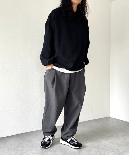 natto（ナット）の「【ユニセックスアイテム】tuck wide pants / ウエストゴムポケット付きタックワイドパンツ（その他パンツ・メンズ・ブラック/ベージュ/オリーブ/チャコール・FREE）」の21枚目の写真