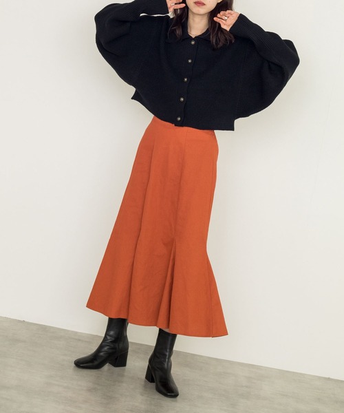 w closet（ダブルクローゼット）の「【新色・WEB限定カラー】7G片畦ドルマン襟付きカーディガン（カーディガン/ボレロ・レディース・ブラック/オレンジ/ライトベージュ/パープル/グリーン/ブルー/レッド/キナリ/ラベンダー/ミント/ダークグリーン/イエロー系その他/ライム・FREE）」の19枚目の写真