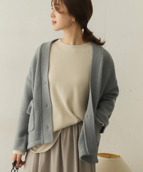 URBAN RESEARCH DOORS（アーバンリサーチドアーズ）の「ローゲージアウトポケットカーディガン∴（カーディガン/ボレロ・レディース・モカ/アイボリー・ONE）」の15枚目の写真