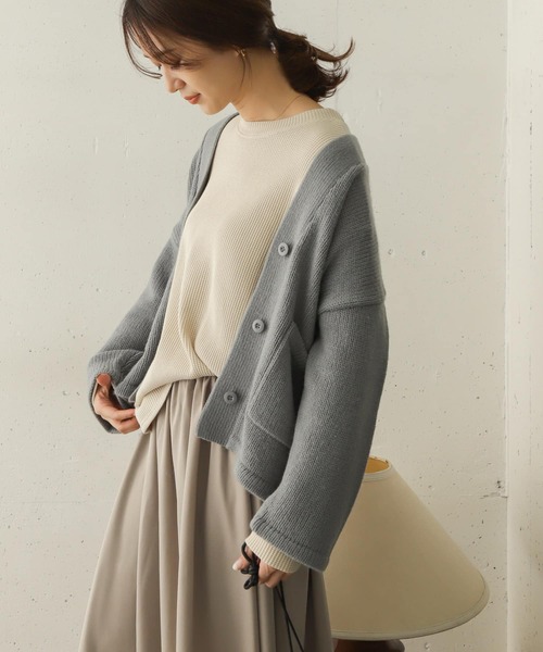 URBAN RESEARCH DOORS（アーバンリサーチドアーズ）の「ローゲージアウトポケットカーディガン∴（カーディガン/ボレロ・レディース・モカ/アイボリー・ONE）」の3枚目の写真
