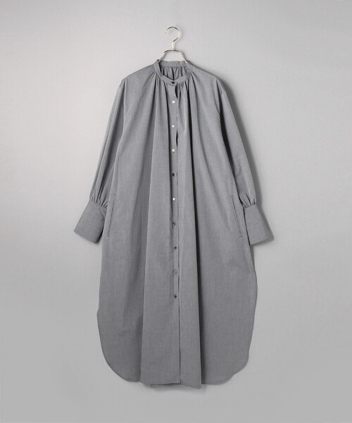 Aresense（アーセンス）の「Aresense/アーセンス コットンギャザーシャツワンピース（シャツワンピース・レディース・ホワイト/グレー・ﾌﾘ-）」の2枚目の写真