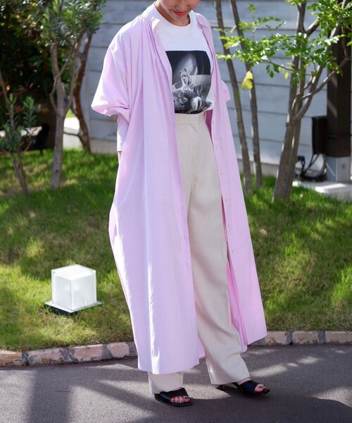 Aresense（アーセンス）の「Aresense/アーセンス コットンギャザーシャツワンピース（シャツワンピース・レディース・ホワイト/グレー・ﾌﾘ-）」の10枚目の写真