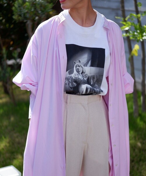 Aresense（アーセンス）の「Aresense/アーセンス コットンギャザーシャツワンピース（シャツワンピース・レディース・ホワイト/グレー・ﾌﾘ-）」の6枚目の写真