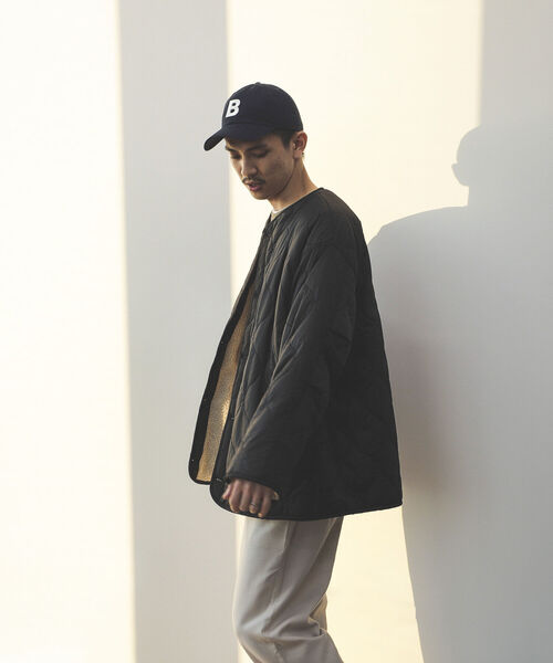 BEAMS HEART（ビームスハート）の「BEAMS HEART / キルト ボア リバーシブル ビッグジャケット（ダウンジャケット/コート・メンズ・オリーブ/ブラック・LARGE/MEDIUM/SMALL）」の7枚目の写真