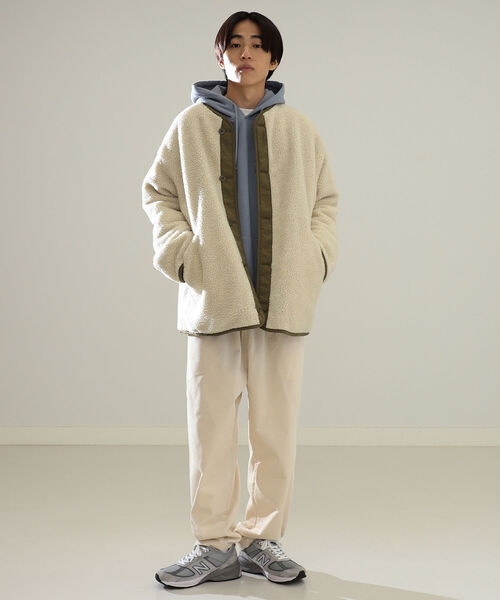 BEAMS HEART（ビームスハート）の「BEAMS HEART / キルト ボア リバーシブル ビッグジャケット（ダウンジャケット/コート・メンズ・オリーブ/ブラック・LARGE/MEDIUM/SMALL）」の16枚目の写真