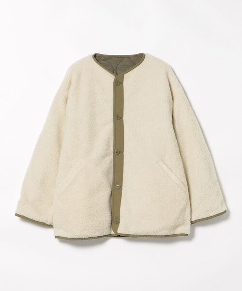 BEAMS HEART（ビームスハート）の「BEAMS HEART / キルト ボア リバーシブル ビッグジャケット（ダウンジャケット/コート・メンズ・オリーブ/ブラック・LARGE/MEDIUM/SMALL）」の22枚目の写真