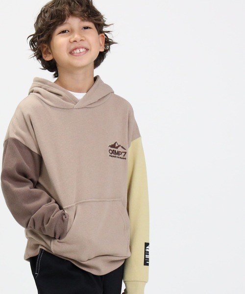 CAMP7（キャンプセブン）の「【CAMP7】ロゴフーディースウェット（スウェット・キッズ・パープル/ライム/イエロー/ブラック・120/105/140/155/130）」の4枚目の写真