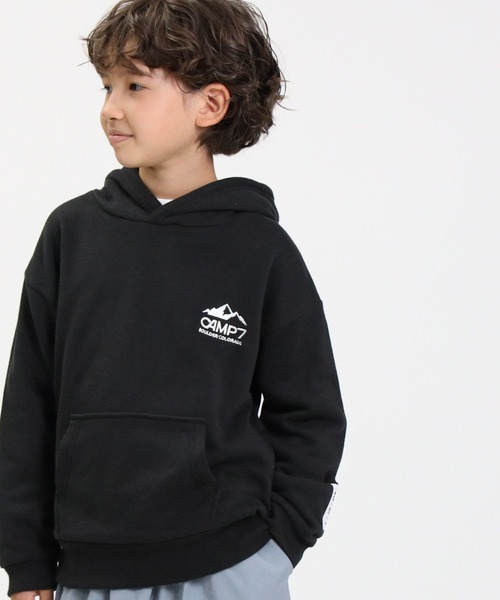 CAMP7（キャンプセブン）の「【CAMP7】ロゴフーディースウェット（スウェット・キッズ・パープル/ライム/イエロー/ブラック・120/105/140/155/130）」の2枚目の写真