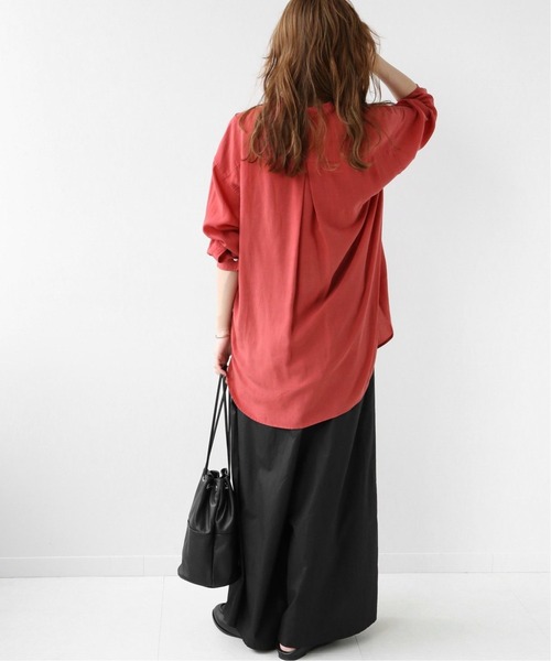 JOURNAL STANDARD relume(ジャーナルスタンダード レリューム)の「リヨセル製品染めバンドカラーシャツ◆(シャツ/ブラウス・レディース・ピンク/ベージュ/イエロー/ブラウン・FREE)」の7枚目の写真