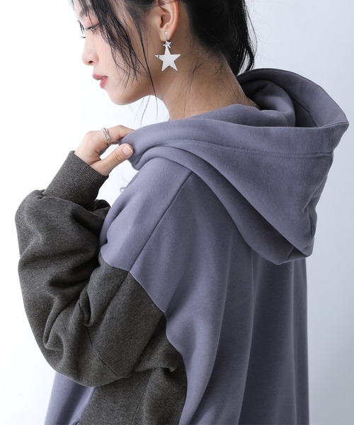osharewalker(オシャレウォーカー)の「【廃盤】『裏起毛配色チュニックパーカー』(パーカー・レディース・チャコールグレー/グレイッシュブルー/ボルドー・FREE)」の7枚目の写真