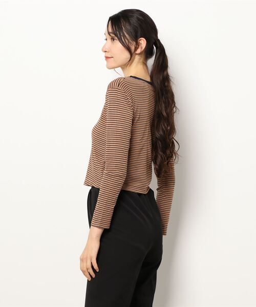 anap mimpi(アナップミンピ)の「ピンボーダーリンガートップス(Tシャツ/カットソー・レディース・ブラック/ブラウン/ブルー・FREE)」の5枚目の写真