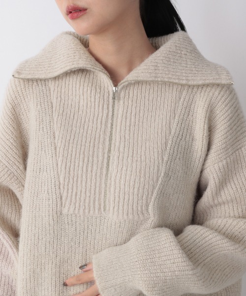 LOWRYS FARM（ローリーズファーム）の「ハイＺＩＰニットプルオーバーＬＳ　254781（ニット/セーター・レディース・ブラック/アイボリー/ブラウン/グリーン・FREE）」の11枚目の写真