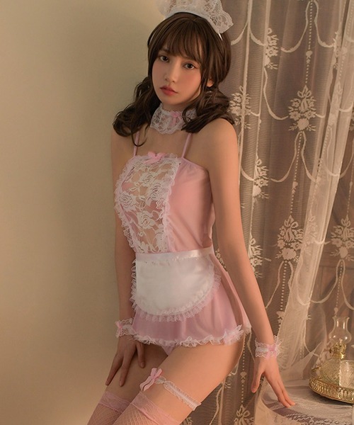 OSYAREVO（オシャレボ）の「コスプレ レース×リボン シアーメイド 7点セット レディース クリスマス X-mas（コスチューム/パーティーグッズ・レディース・ブラック/ピンク/ミント・ONESIZE）」の20枚目の写真