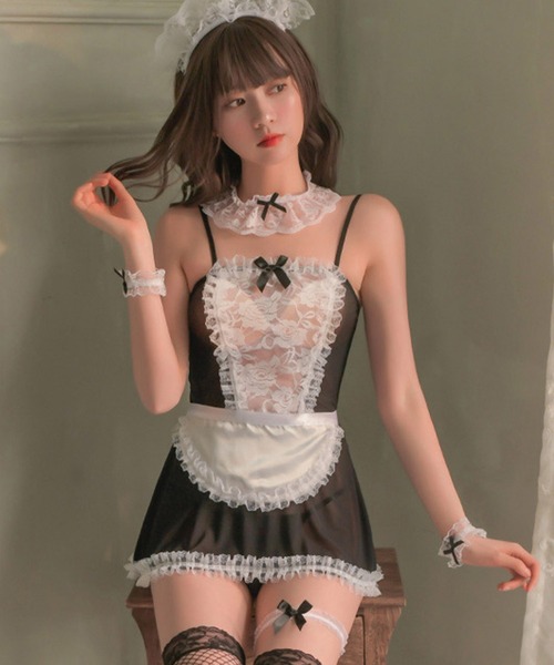 OSYAREVO（オシャレボ）の「コスプレ レース×リボン シアーメイド 7点セット レディース クリスマス X-mas（コスチューム/パーティーグッズ・レディース・ブラック/ピンク/ミント・ONESIZE）」の18枚目の写真