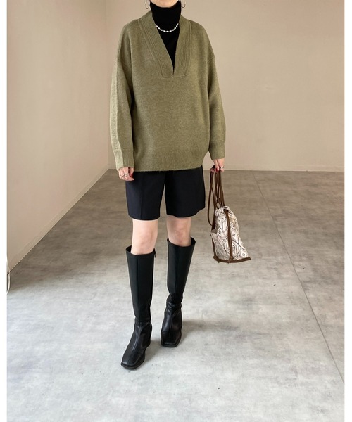 a2o ハイネックジッパーニット ダークグレー M FREAK'S STORE ニット セーター 限定展開 プレーティング