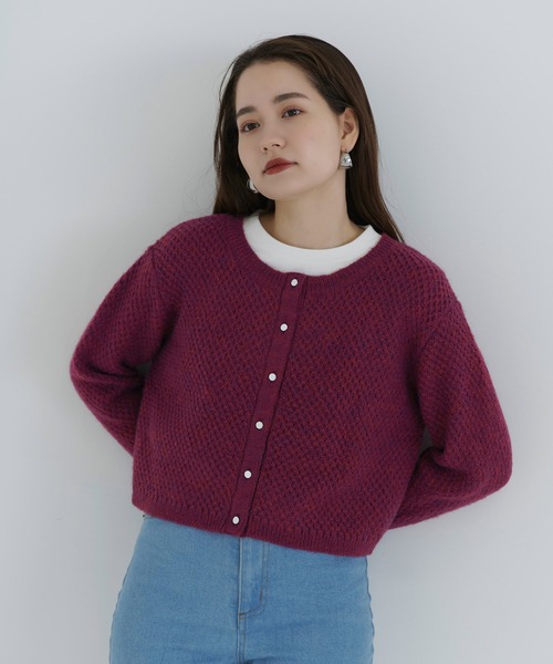 TINA：JOJUN（ティーナジョジュン）の「バスケット編み カーディガン TINA：JOJUN（カーディガン/ボレロ・レディース・ベージュ/ピンク/グリーン・M）」の3枚目の写真