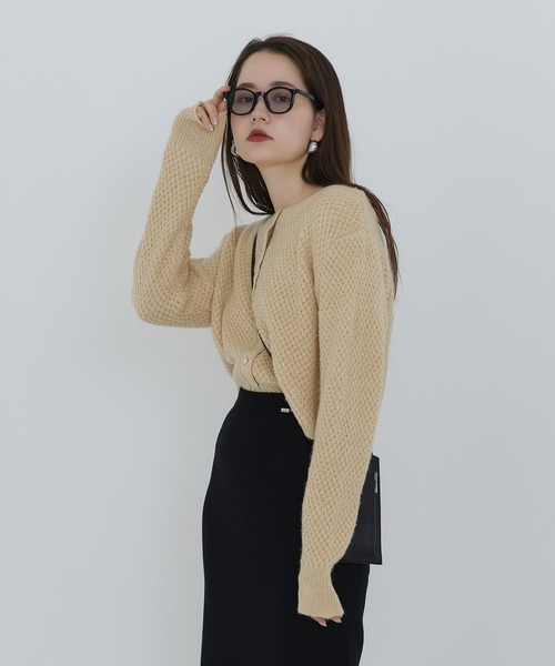TINA：JOJUN（ティーナジョジュン）の「バスケット編み カーディガン TINA：JOJUN（カーディガン/ボレロ・レディース・ベージュ/ピンク/グリーン・M）」の13枚目の写真