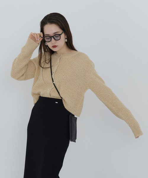 TINA：JOJUN（ティーナジョジュン）の「バスケット編み カーディガン TINA：JOJUN（カーディガン/ボレロ・レディース・ベージュ/ピンク/グリーン・M）」の22枚目の写真