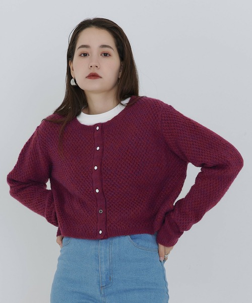 TINA：JOJUN（ティーナジョジュン）の「バスケット編み カーディガン TINA：JOJUN（カーディガン/ボレロ・レディース・ベージュ/ピンク/グリーン・M）」の4枚目の写真