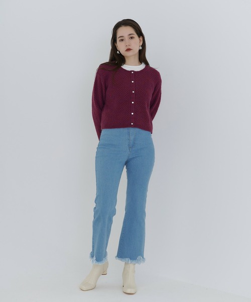 TINA：JOJUN（ティーナジョジュン）の「バスケット編み カーディガン TINA：JOJUN（カーディガン/ボレロ・レディース・ベージュ/ピンク/グリーン・M）」の8枚目の写真