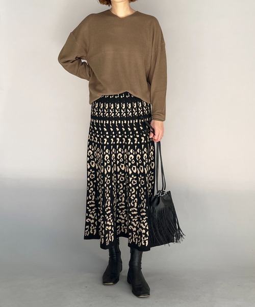 PICCIN(ピッチン)の「12Gジャガードニットスカート(スカート・レディース・ブラウン/ブラック・M/L)」の17枚目の写真