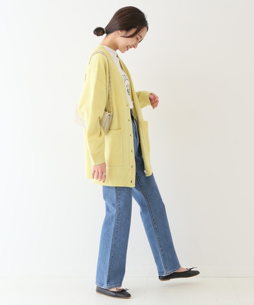 SLOBE IENA（スローブイエナ）の「ファインウールカーディガン◆（カーディガン/ボレロ・レディース・グリーン/ホワイト/イエロー/ネイビー・FREE）」の12枚目の写真