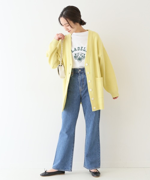 SLOBE IENA（スローブイエナ）の「ファインウールカーディガン◆（カーディガン/ボレロ・レディース・グリーン/ホワイト/イエロー/ネイビー・FREE）」の13枚目の写真