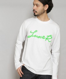 RM/立体ラバーロゴプリント クルーネック長袖Tシャツ