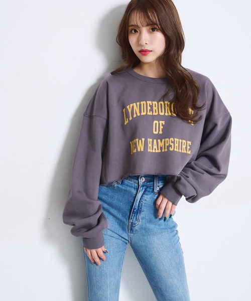 FREE'S MART（フリーズマート）の「◇カレッジロゴショート丈スウェット（スウェット・レディース・ホワイト/オレンジ/グレー・FREE）」の4枚目の写真