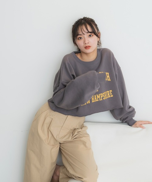 FREE'S MART（フリーズマート）の「◇カレッジロゴショート丈スウェット（スウェット・レディース・ホワイト/オレンジ/グレー・FREE）」の12枚目の写真