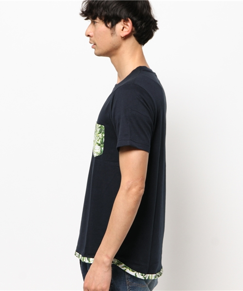 WEGO(ウィゴー)の「WEGO/ リーフパイピングポケットTシャツ(Tシャツ/カットソー・メンズ・ホワイト/ネイビー・LARGE/MEDIUM)」の5枚目の写真