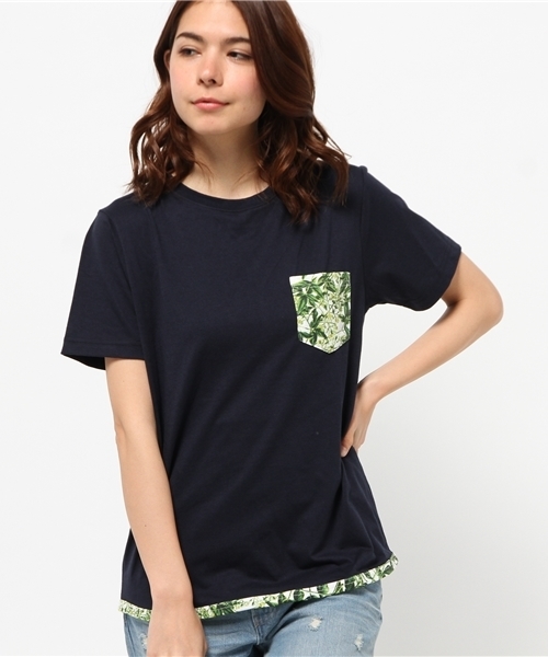 WEGO(ウィゴー)の「WEGO/ リーフパイピングポケットTシャツ(Tシャツ/カットソー・メンズ・ホワイト/ネイビー・LARGE/MEDIUM)」の3枚目の写真