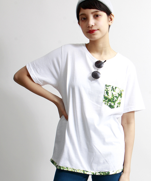 WEGO(ウィゴー)の「WEGO/ リーフパイピングポケットTシャツ(Tシャツ/カットソー・メンズ・ホワイト/ネイビー・LARGE/MEDIUM)」の8枚目の写真