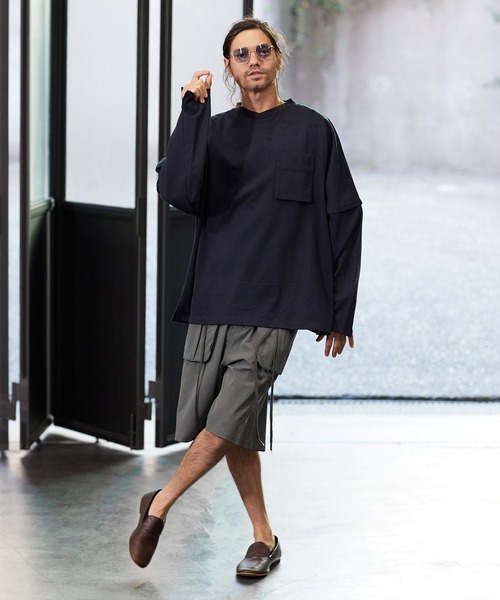 a lit r（ア リトル）の「mp9766-ハーフパンツ（その他パンツ・メンズ・グリーン/チャコール/ブラック・M/L）」の14枚目の写真