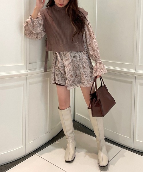 one after another NICE CLAUP（ワンアフターアナザーナイスクラップ）の「サイドリボンベスト＋チュニックセット（シャツ/ブラウス・レディース・オフホワイト/ブラック/モカ・FREE）」の18枚目の写真