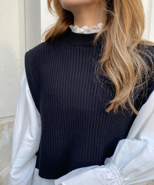 one after another NICE CLAUP（ワンアフターアナザーナイスクラップ）の「サイドリボンベスト＋チュニックセット（シャツ/ブラウス・レディース・オフホワイト/ブラック/モカ・FREE）」の7枚目の写真