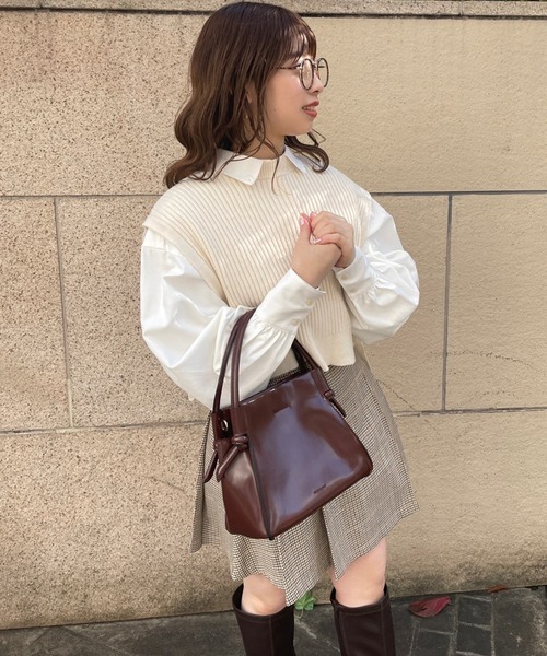 one after another NICE CLAUP（ワンアフターアナザーナイスクラップ）の「サイドリボンベスト＋チュニックセット（シャツ/ブラウス・レディース・オフホワイト/ブラック/モカ・FREE）」の14枚目の写真