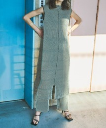 AIC. | リネンタッチ配色リブワンピース/セットアップ可能(ワンピース)