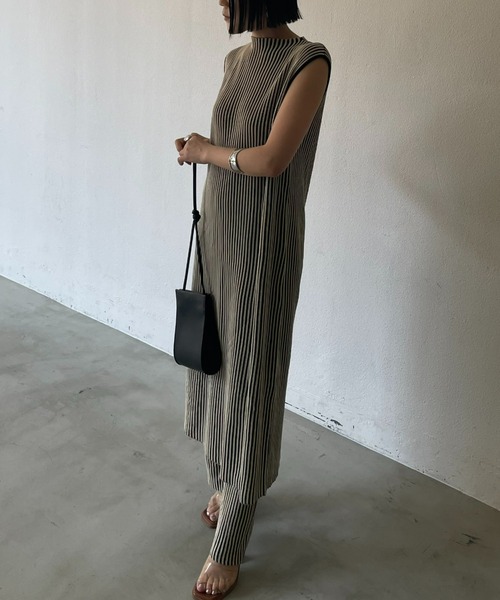 AIC.（エーアイシー）の「【再入荷】リネンタッチ配色リブワンピース/セットアップ可能（ワンピース・レディース・ブラック/グリーン・FREE）」の16枚目の写真