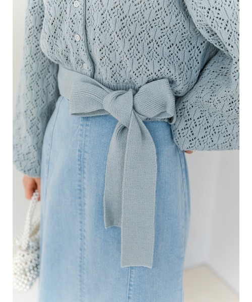 SLURR（スラ―）の「ベルト付透かしパフスリーブカーディガン（カーディガン/ボレロ・レディース・ピンク/アイボリー/ブルー系その他7・FREE）」の9枚目の写真