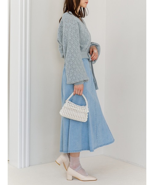 SLURR（スラ―）の「ベルト付透かしパフスリーブカーディガン（カーディガン/ボレロ・レディース・ピンク/アイボリー/ブルー系その他7・FREE）」の5枚目の写真