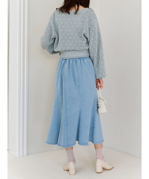 SLURR（スラ―）の「ベルト付透かしパフスリーブカーディガン（カーディガン/ボレロ・レディース・ピンク/アイボリー/ブルー系その他7・FREE）」の6枚目の写真